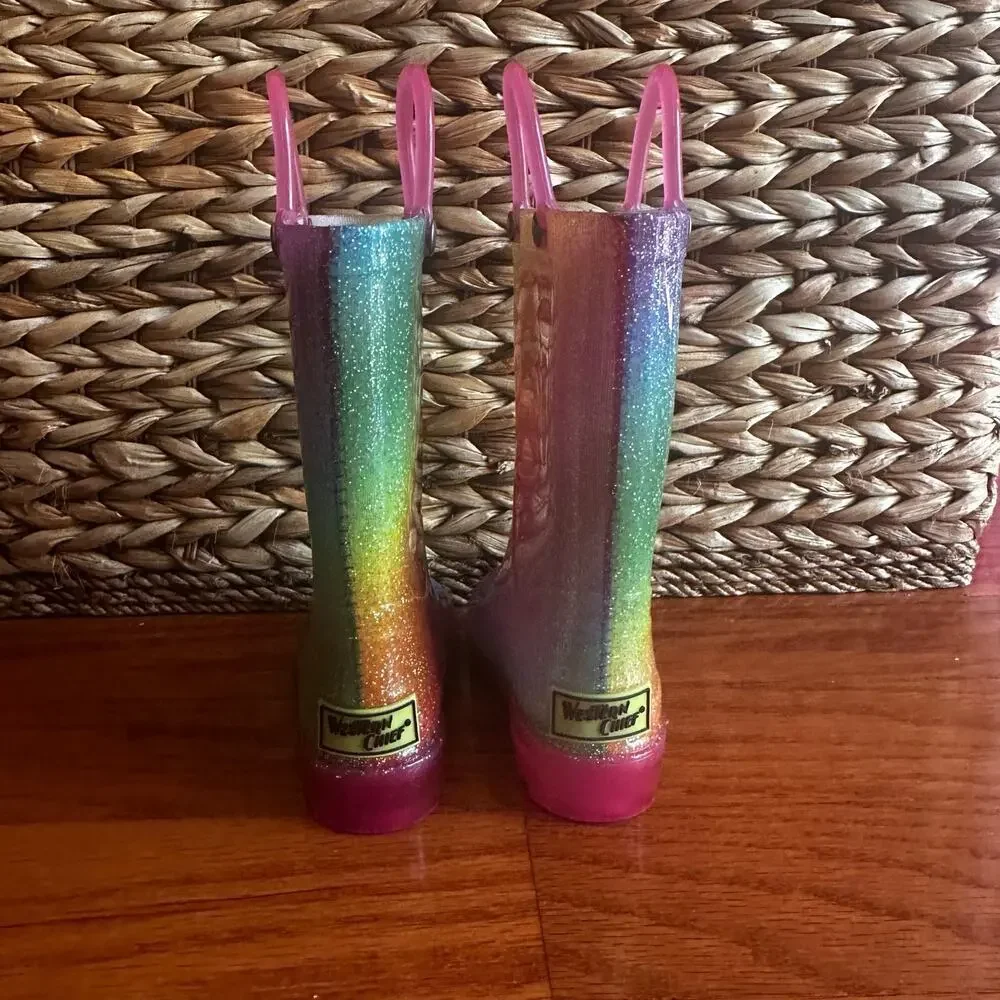 Western Chief Kids Celestial Ombre Lighted Waterproof Boots sz 6
